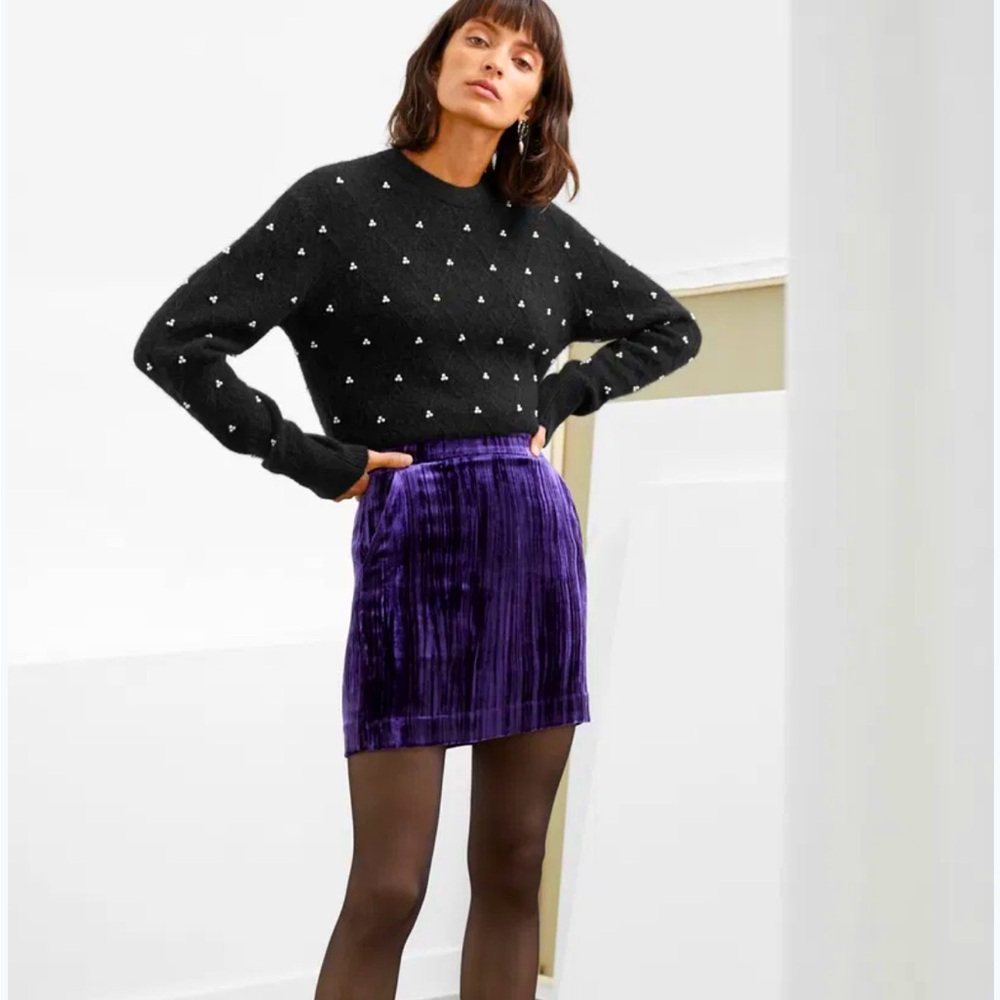 & Other stories Purple Straight Velvet Short Mini Skirt size 4